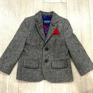Ted Baker Blazer Jacket Boys 6 Dark Gray Wool Blend Wedding Special Occasion